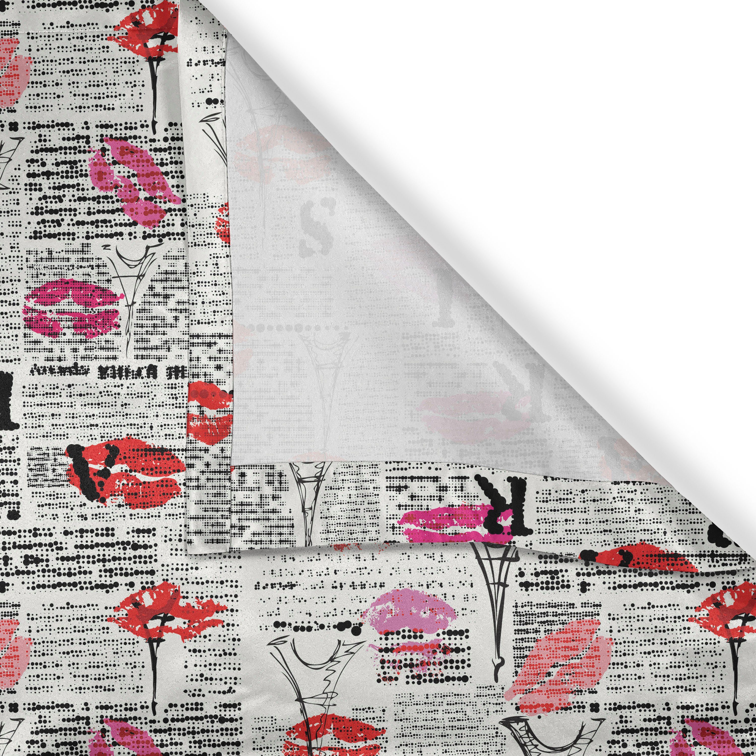 Paris Lippenstift-Kuss für Wohnzimmer, Abakuhaus, 2-Panel-Fenstervorhänge Dekorative Schlafzimmer Zeitung Gardine