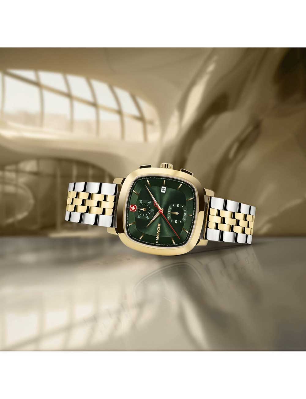 Wenger Quarzuhr Wenger 01.1933.105 Herrenuhr Vintage Classic Chronograph 40mm 5ATM Wenger 01.1933.105 Herrenuhr Vintage Classic Chronograph 40mm 5ATM