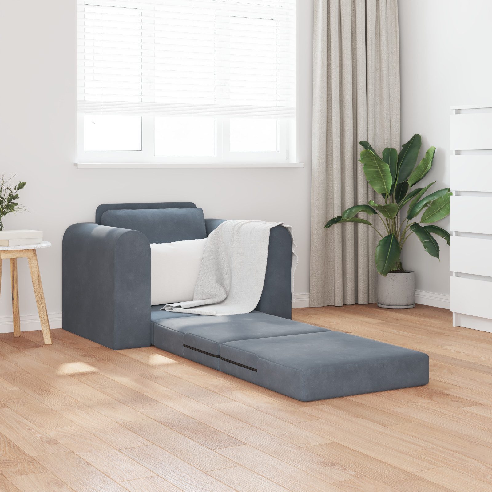 vidaXL Sofa Boden-Schlafsofa 2-in-1 Dunkelgrau 98x71x83 günstig online kaufen