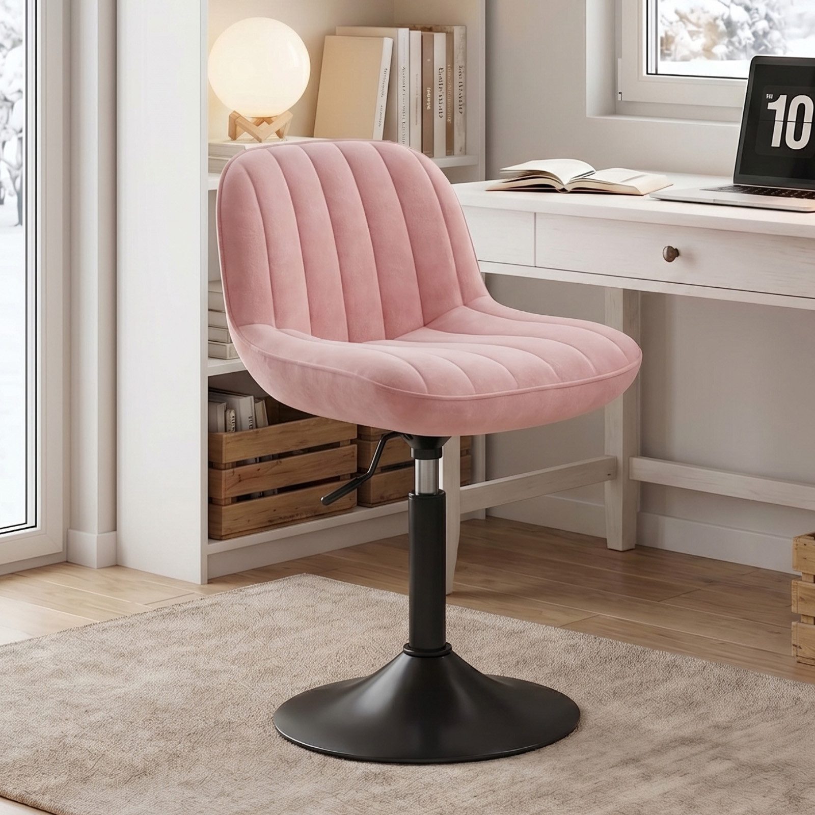 HOMALL Barhocker Höhenverstellbarer, um 360° drehbarer Friseurstuhl (Barhocker und Schminkstühle mit doppelter Polsterung, geeignet für Schminktische, Schlafzimmer, Arbeitszimmer und Esszimmer)