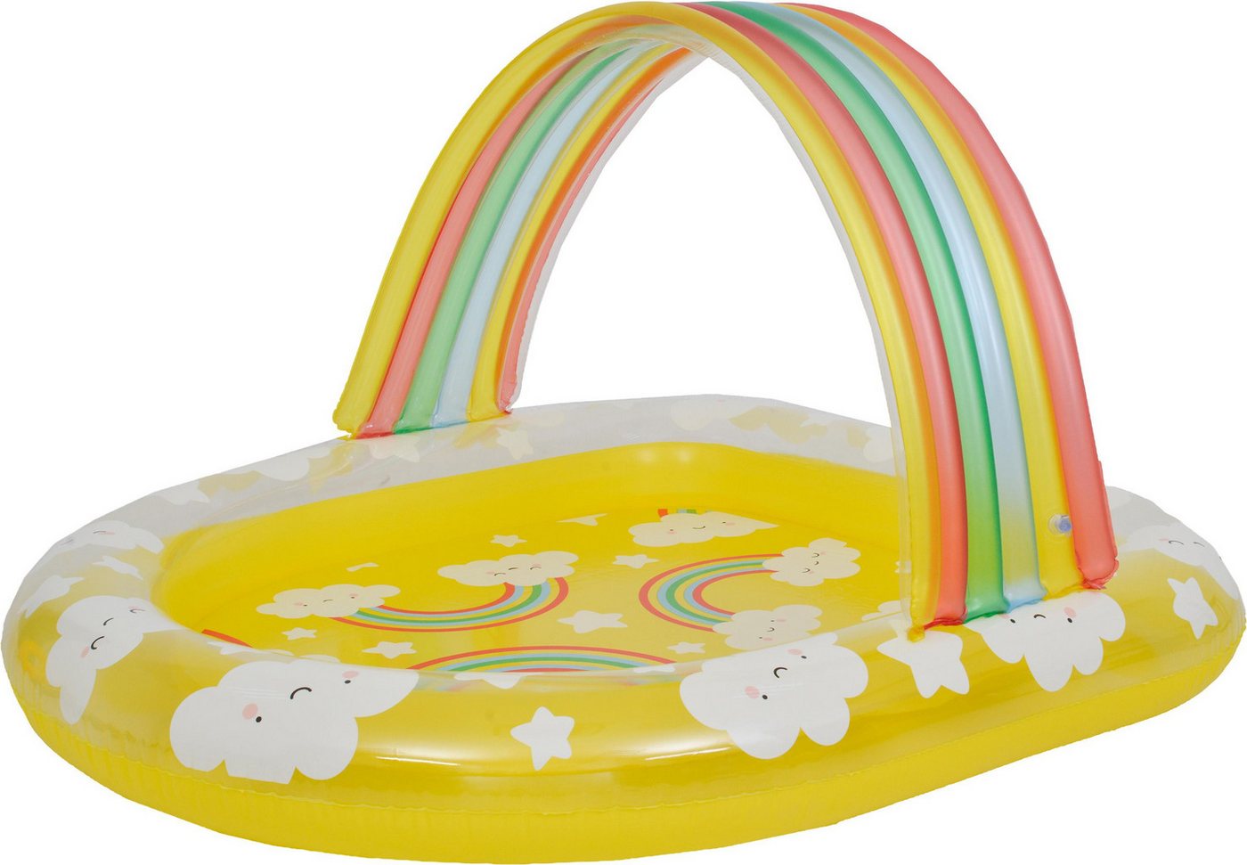 SunClub Planschbecken Kinderpool 144x128x84 cm, (Einzelpack, 1-tlg., aufblasbares Kinderbecken), Regenbogen und Wolken Planschbecken