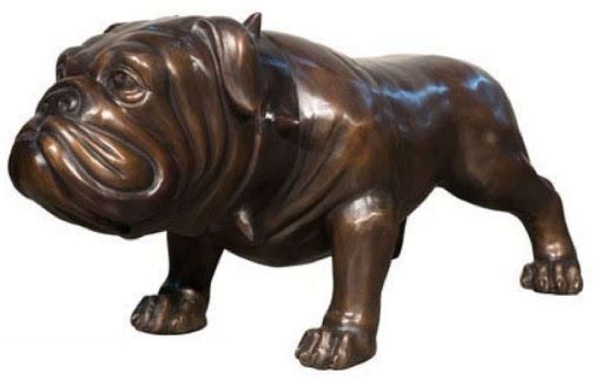 Casa Padrino Dekofigur Luxus Bronze Deko Skulptur Hund Bulldogge 81 x 43 x H. 38 cm - Bronze Dekofigur - Luxus Deko Accessoires