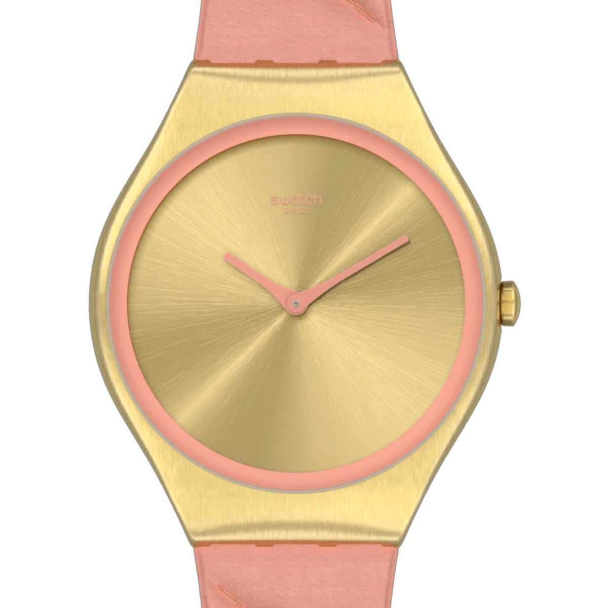 Swatch Quarzuhr Swatch SYXG114 Armband-Uhr Blush Quilted Analog Quarz Leder-Band Ø 38