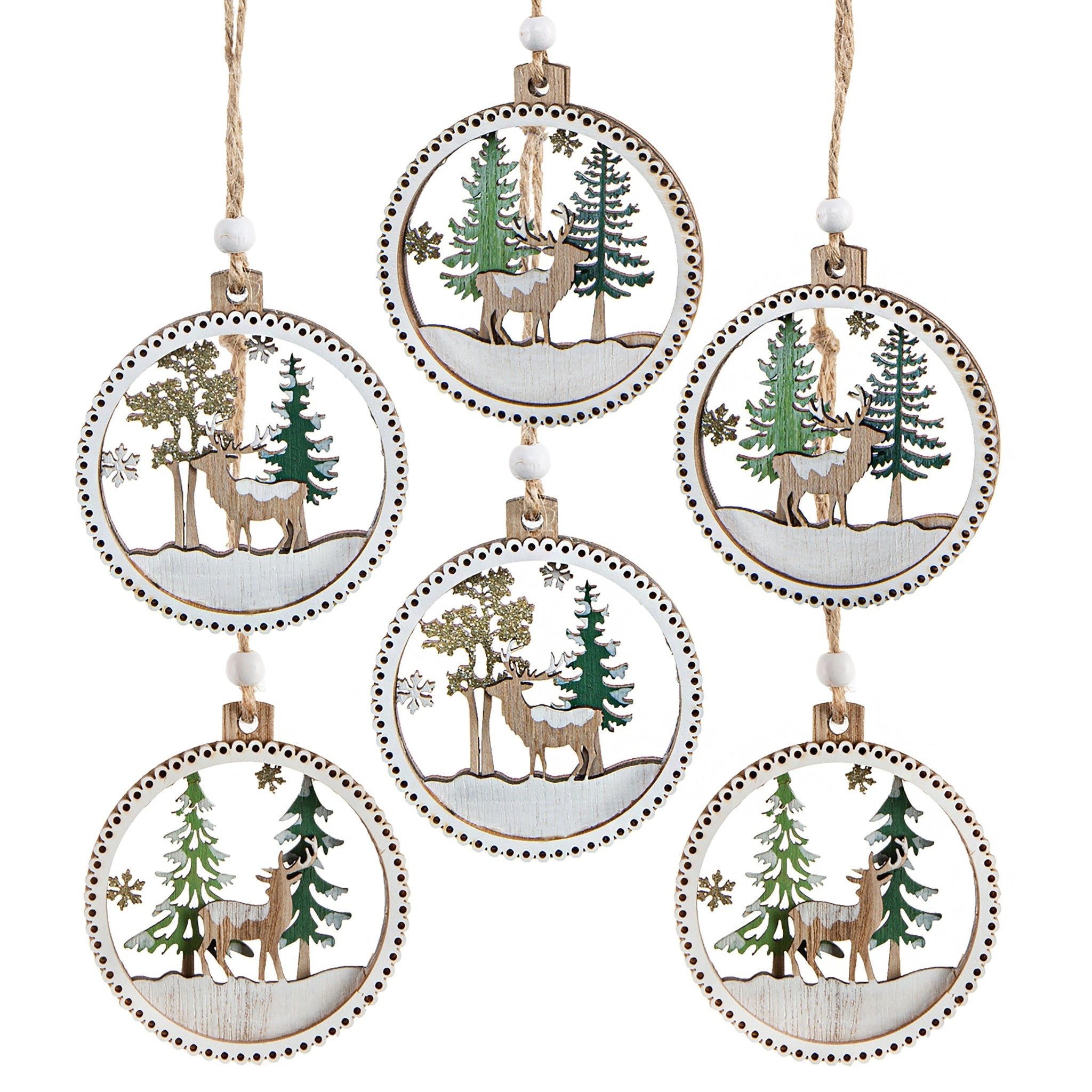 Logbuch-Verlag Dekofigur 6 Holzanhänger Winterlandschaft weiß Natur Winter günstig online kaufen