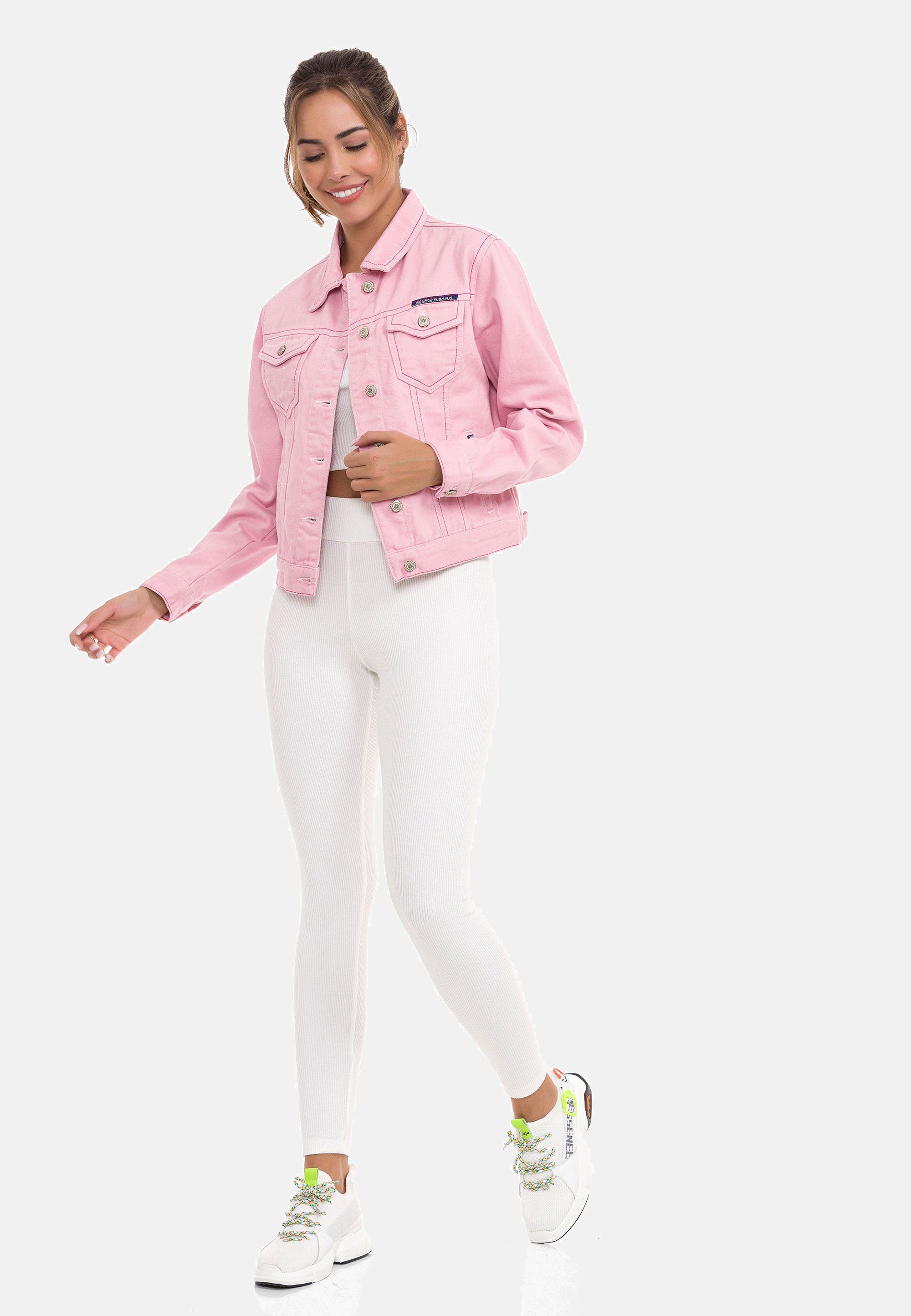Cipo & Baxx modernem Jeansjacke rosa Look in