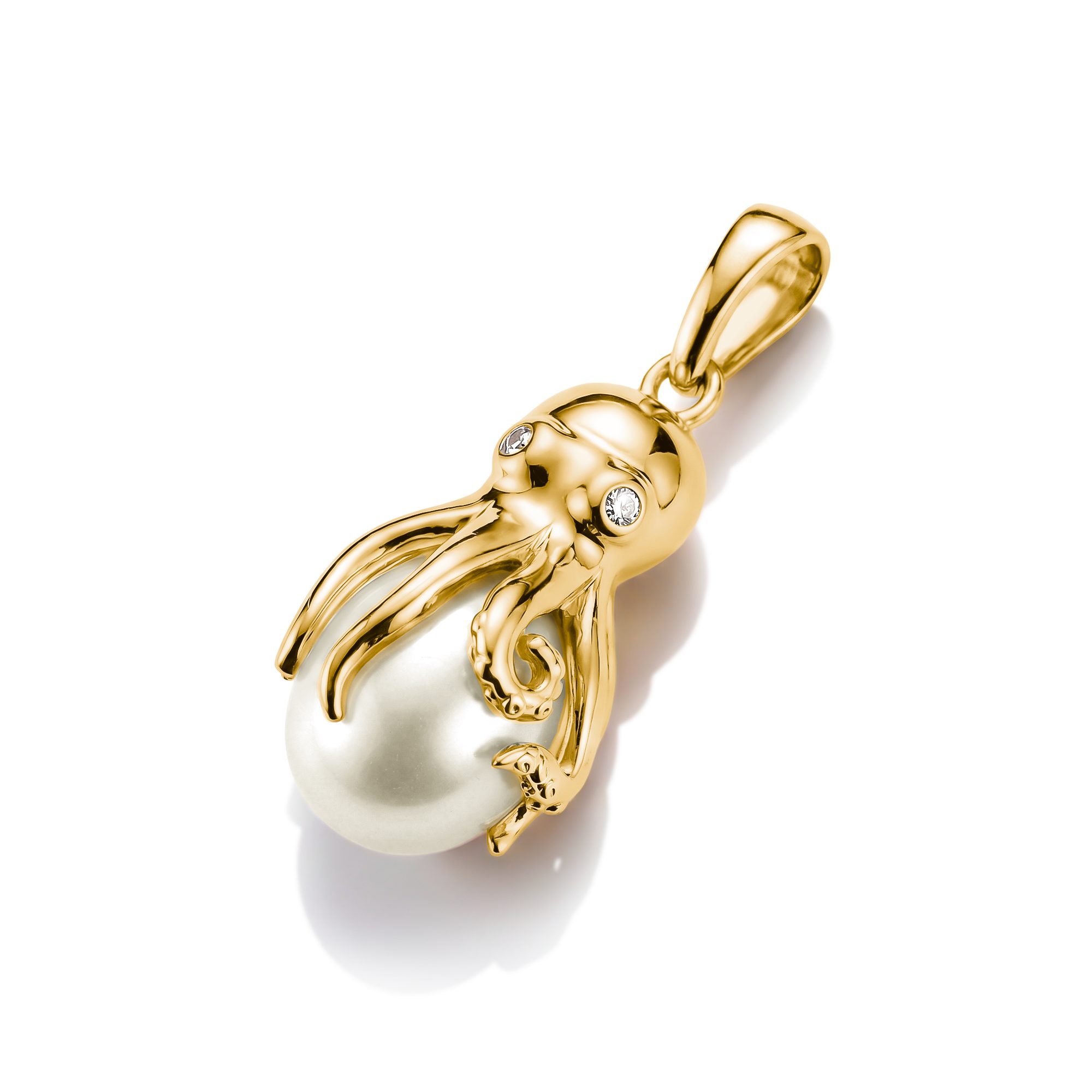 THOMAS SABO Kettenanhänger Fluid Elegance Oktopus-Design-Anhänger, mit Zirkonia (synth) - mit Perle (imitiert)