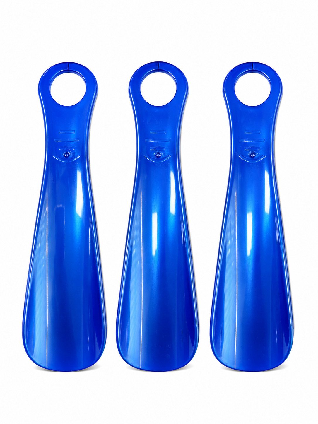 TelMo Schuhlöffel 3x Metallic-Blau Schuhlöffel Schuhanzieher aus Kunststoff mit Lochung
