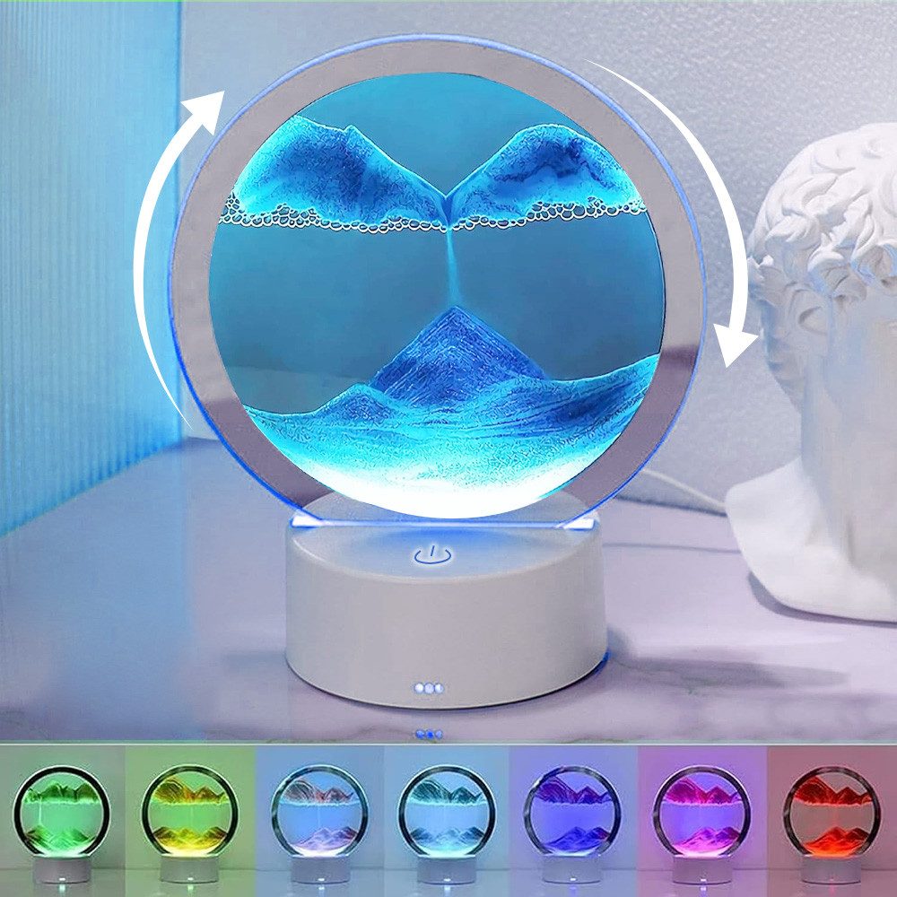 Nachtlicht LED Nachtlicht Fließende Sandmalerei 7Farbe Licht Schreibtischlampe
