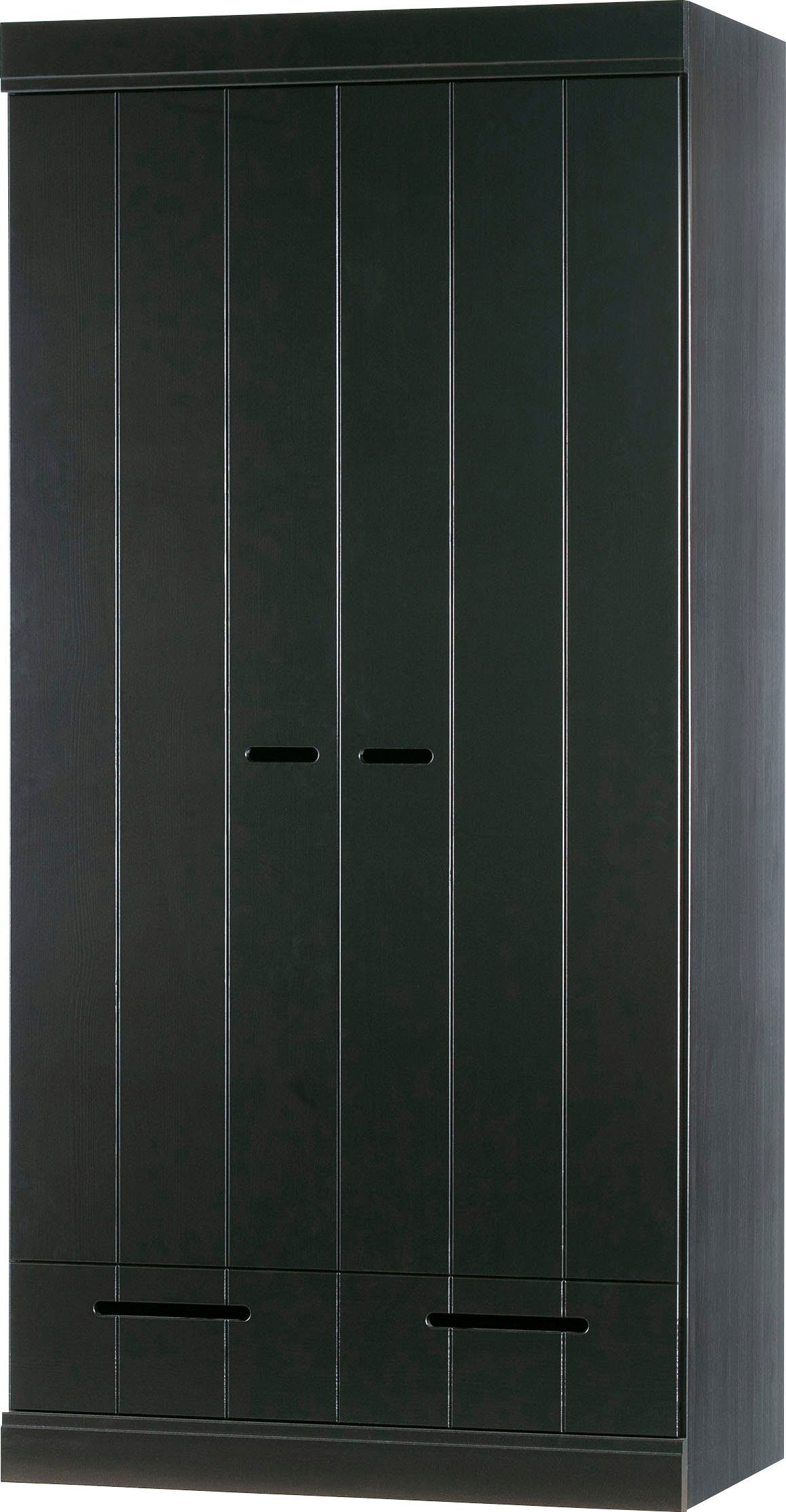WOOOD Kleiderschrank Connect FSC®-Kiefernholz Schlitzgriff, H 195 x B 140 x T 53 cm mit Kleiderstange, Breite 94 cm x Höhe 195 cm