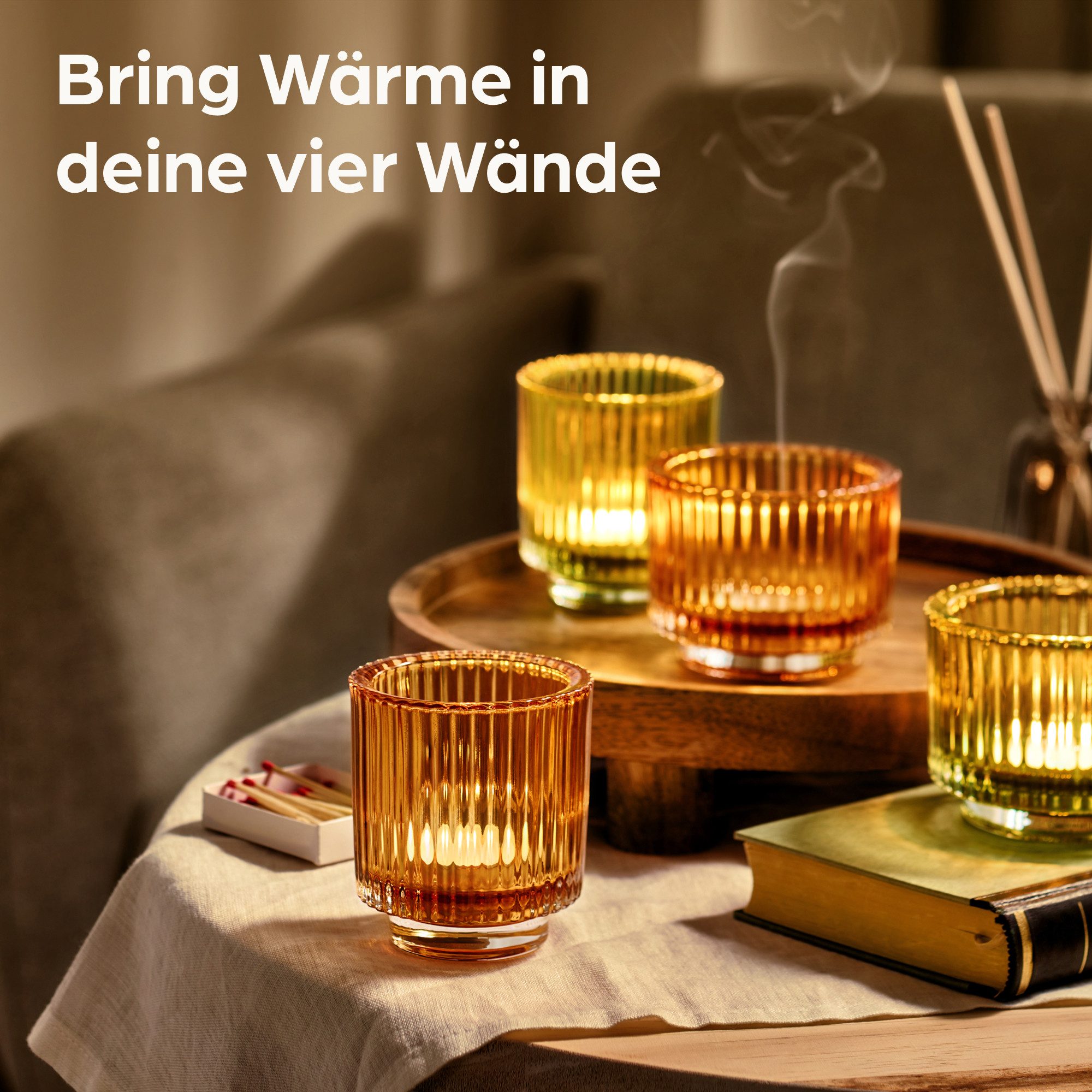 Praknu Teelichthalter Teelichthalter Groß Glas für Tischdeko - 4er Set Rund günstig online kaufen