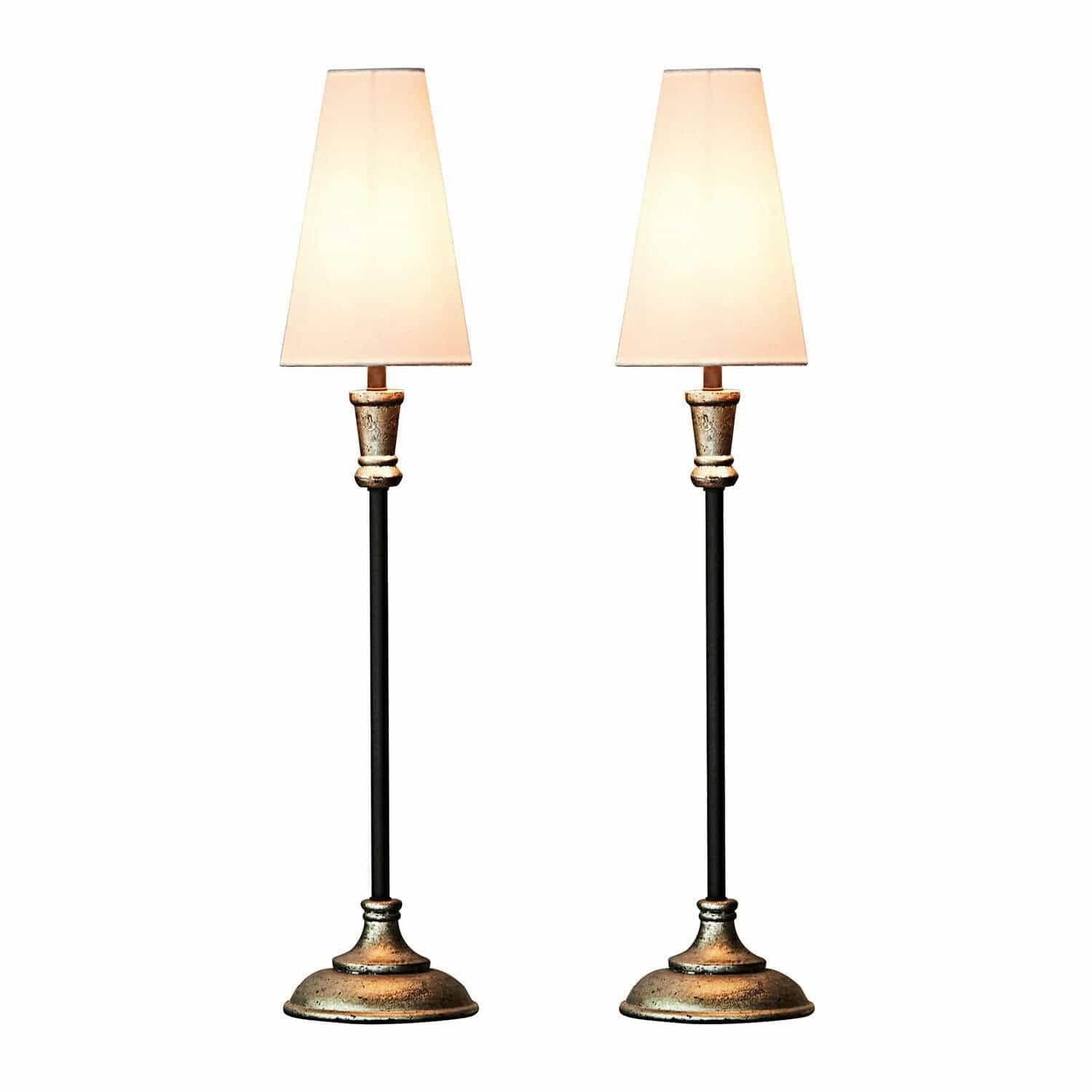 Mirabeau Tischleuchte Tischlampe 2er Set Obsonville silber/schwarz/creme