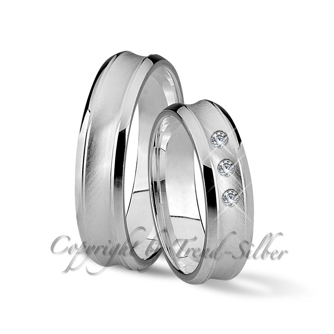 Trauringe123 Trauring Trauringe Eheringe Partnerringe 925er Silber mit Stein, J51