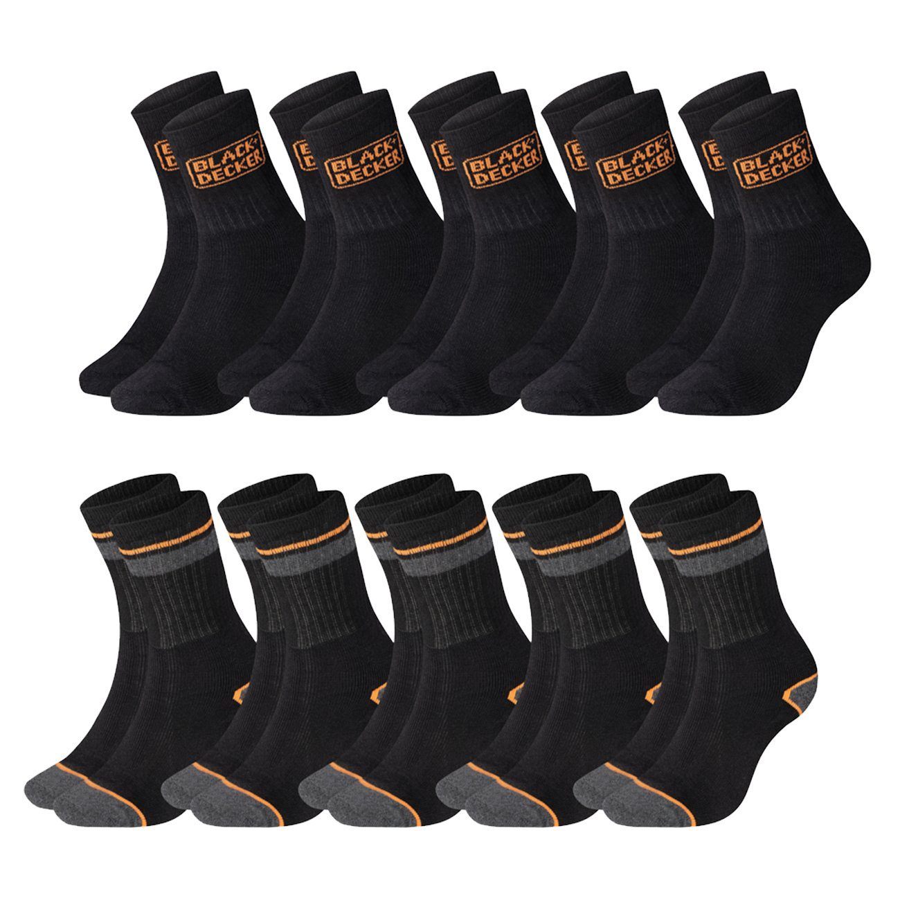 5 Paar Black/Black (BX/CHS/1/X5/TEKC) & 5 Paar Grey/Black (BX/CHS/1/X5/DEKC)