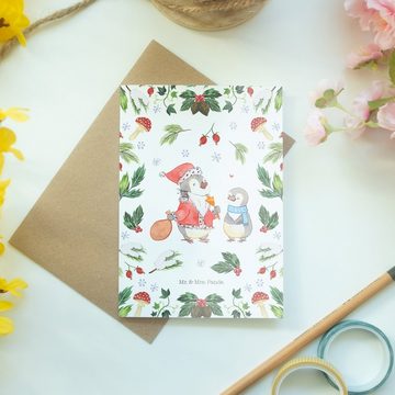 Mr. & Mrs. Panda Grußkarte Pinguin Wunschliste - Weiß - Geschenk, Winter, Geburtstagskarte, Kart, Hochglänzende Veredelung