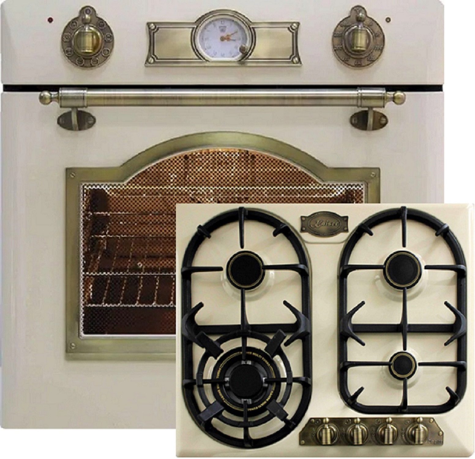 Kaiser Küchengeräte Backofen-Set Herd Set Autark Einbau Gasbackofen Selbstreinigung 67L Autark Gasherd 60 cm mit Gaskochfeld 60cm Autark 4 Hochwertige Brenner mit 3 kW WOK EG 6345 ElfEm+KG 6325 ElfEm.,., mit 1-fach-Teleskopauszug