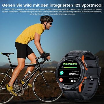 TESOFIT Herren's Telefonfunktion HD-AMOLED Display Fitness Tracker Smartwatch (1,43 Zoll, Andriod/iOS), mit 123 Sportmodus Wecker, Multisport, Activity Tracker Sprachanruf