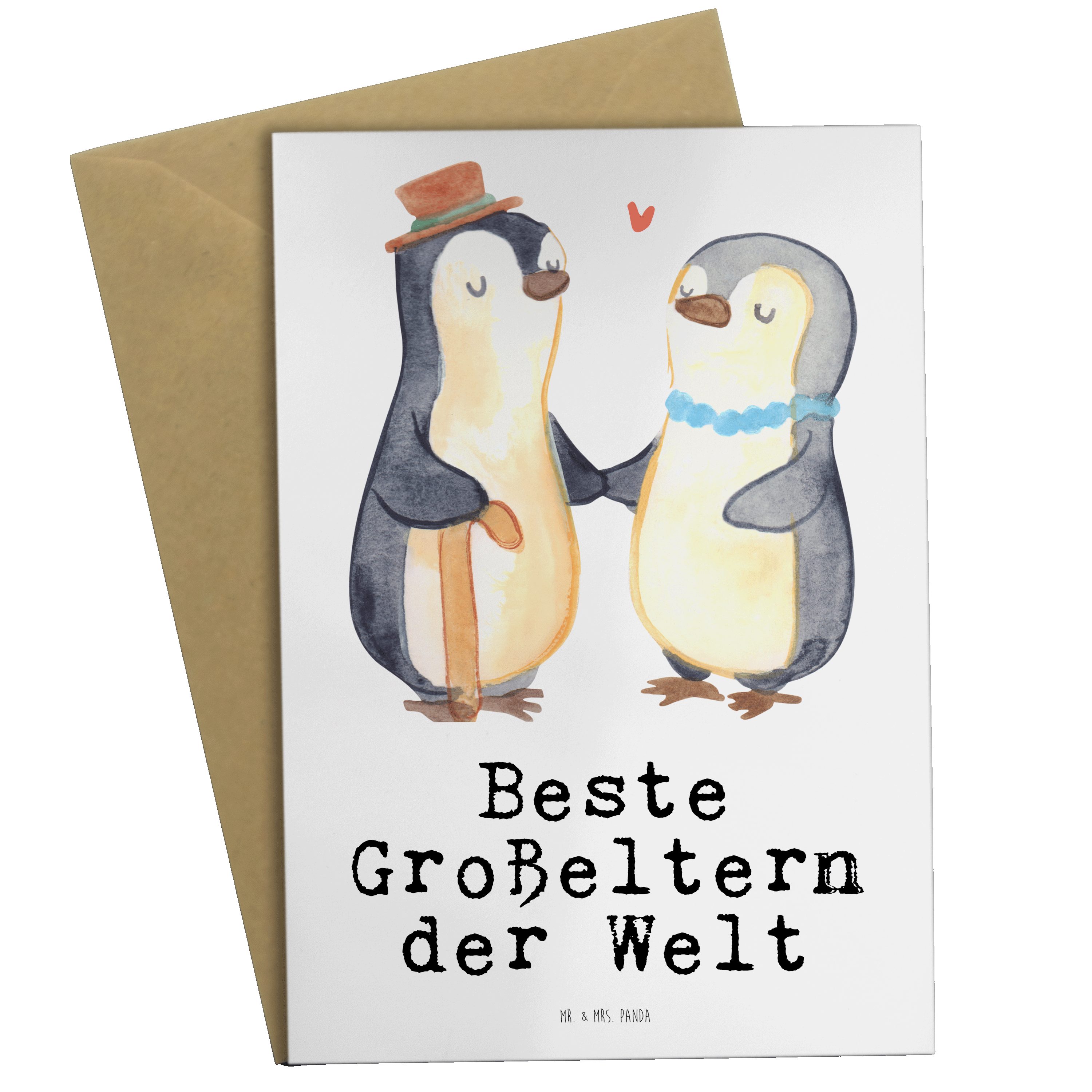 Mr. & Mrs. Panda Grußkarte Pinguin Beste Großeltern der Welt - Weiß - Geschenk, Hochzeitskarte