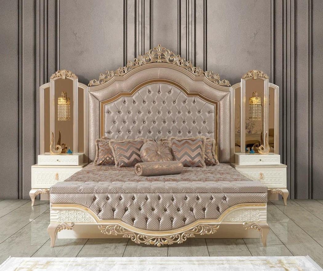 JVmoebel Schlafzimmer-Set Set Schlafzimmer Bett 2x Nachttische 3tlg.Luxus Komplett Set Design, (3-St), Made in Europa