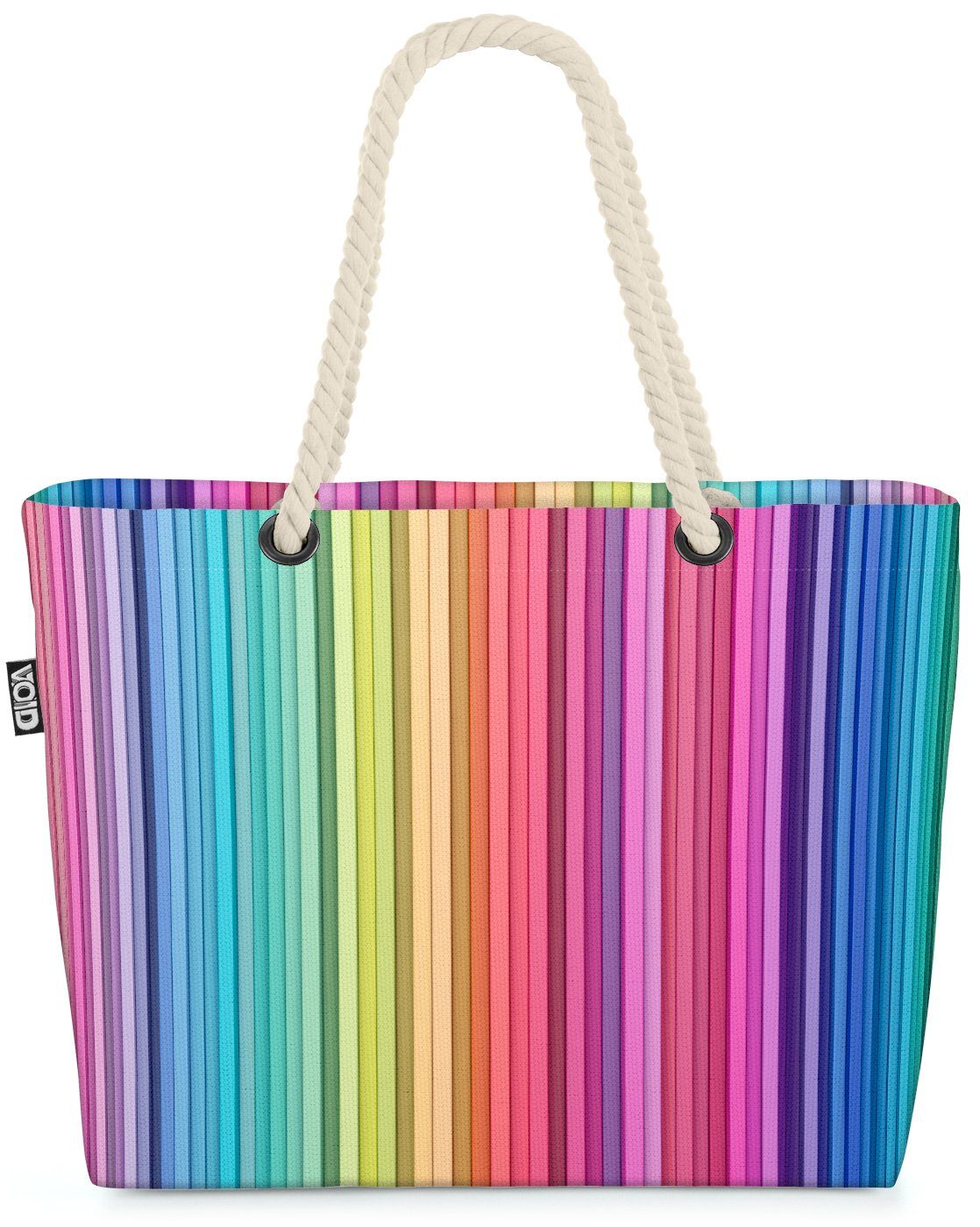 VOID Strandtasche (1-tlg), Color Stripes Beach Bag Batik Aquarell gestreift Streifen Farben bunt Baden
