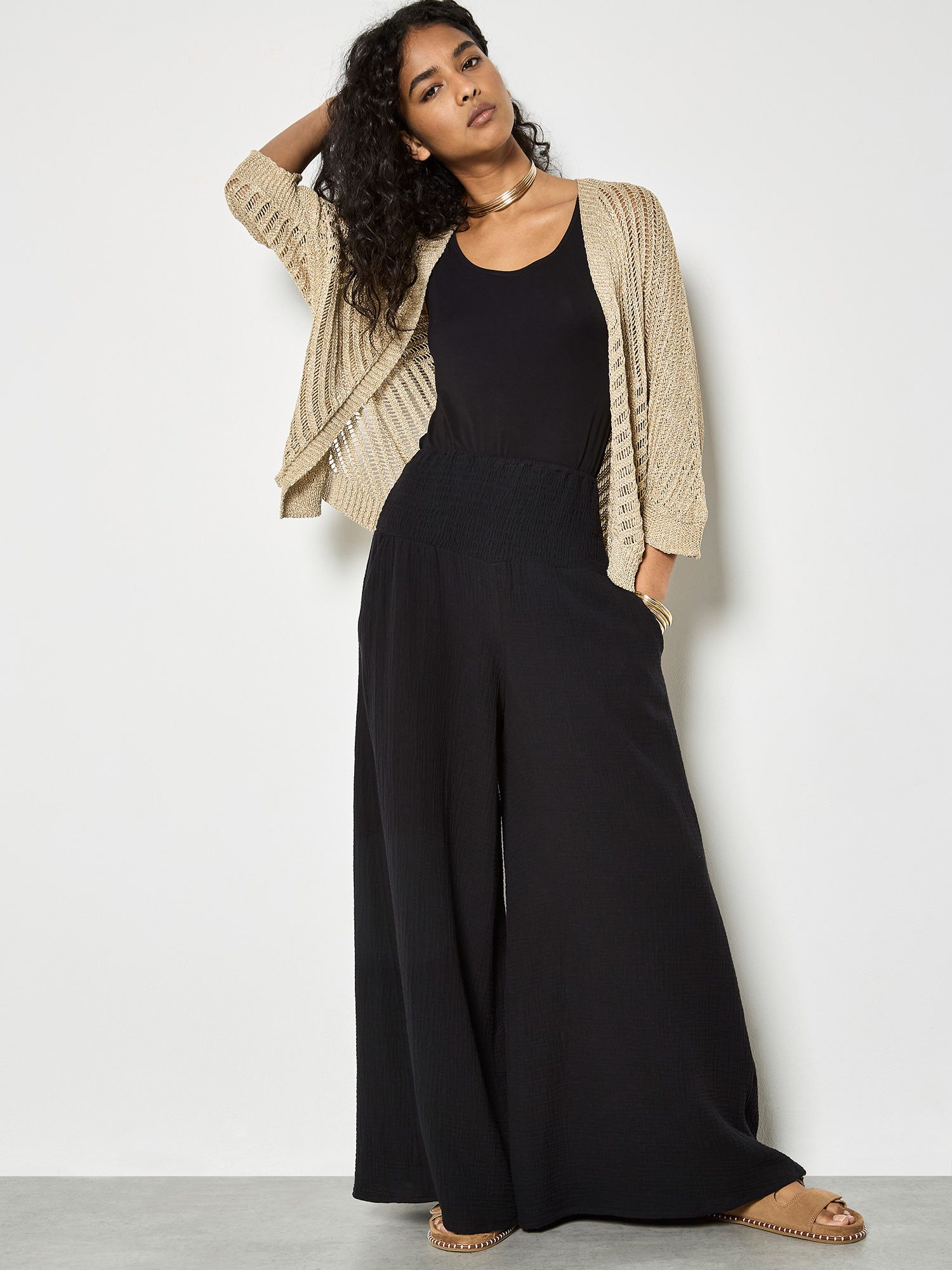 Apricot Palazzohose Weite Hose mit Struktur