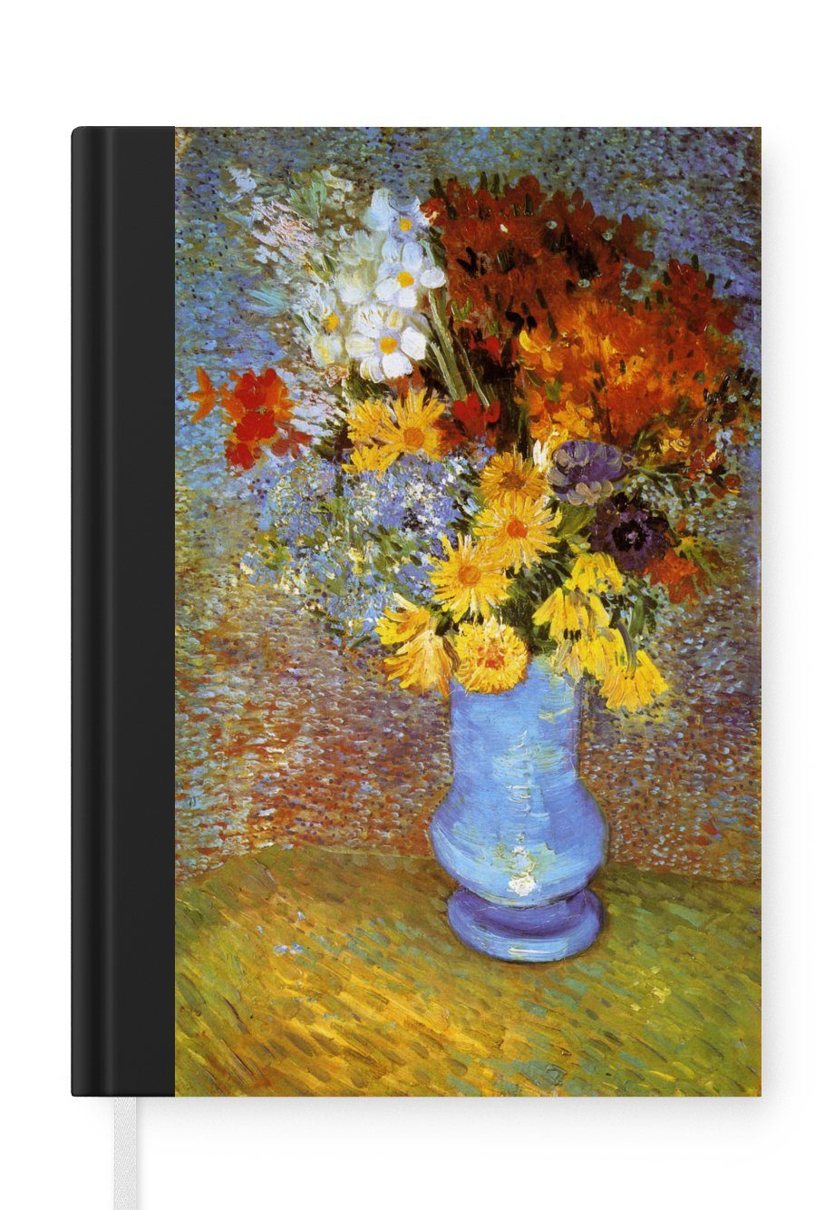 MuchoWow Notizbuch Vase Gogh, Anemonen A5, 98 Merkzettel, und Notizheft, Seiten, Gänseblümchen Vincent Journal, van - mit Haushaltsbuch Tagebuch