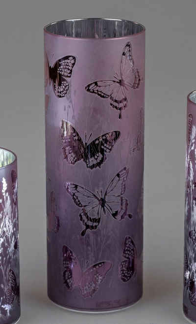 formano Tischleuchte Schmetterlinge, Lila H:25cm D:9cm Glas