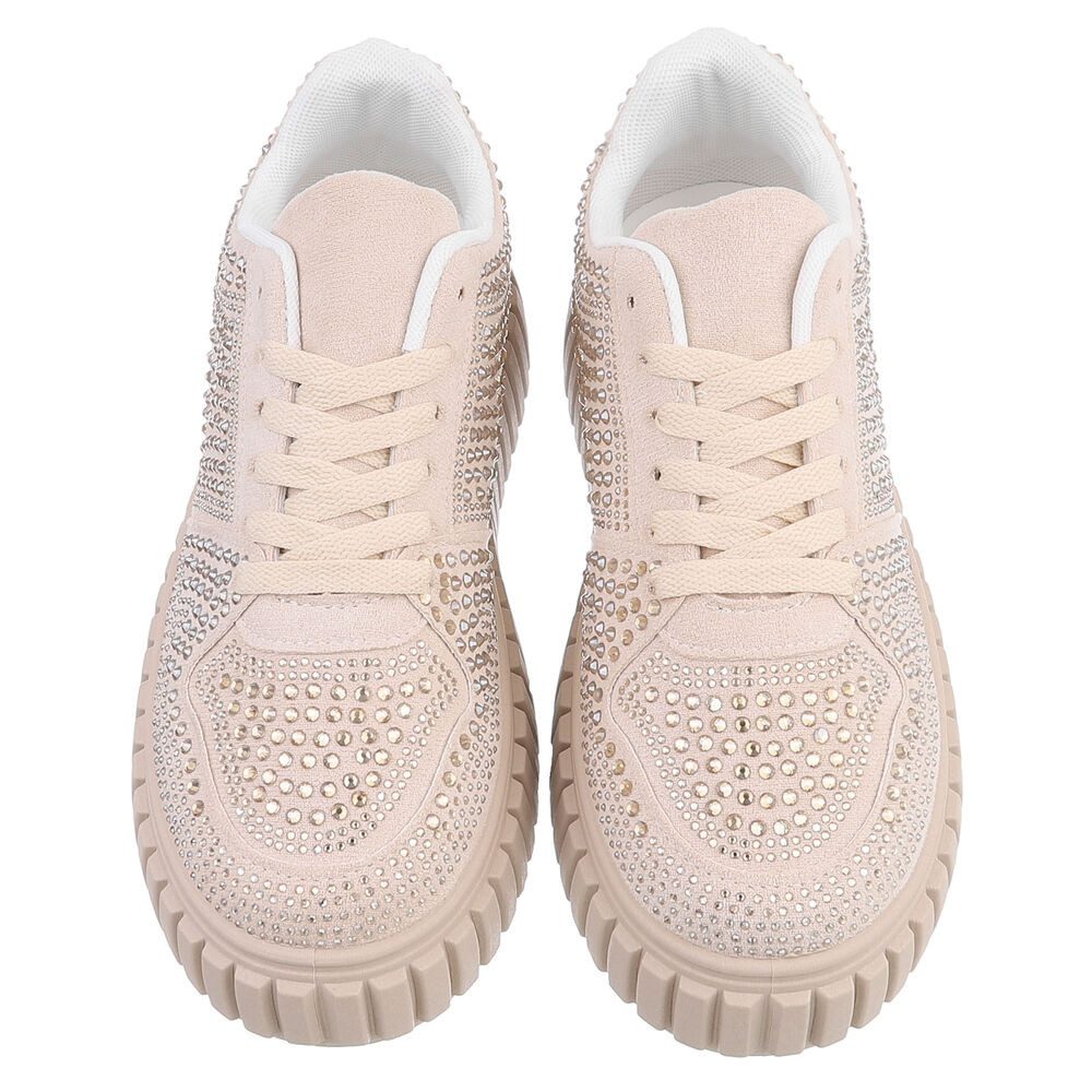 Ital-Design Modischer Sneaker mit Glitzerdetails für Damen Sneaker (91116913) Flach Sneakers Low in Beige – Bild 4 von 5