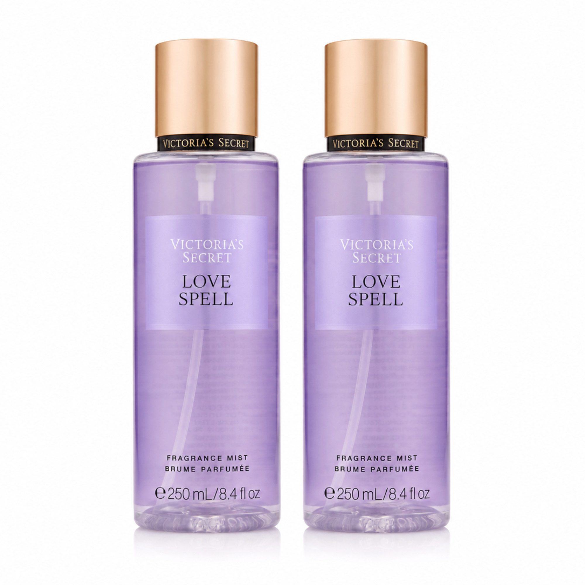 Victorias Secret Duft-Set Love Spell Fragrance Mist Doppelpack 2 × 250 ml, 2-tlg., Doppelpack mit fruchtig-floralem Duft und 500 ml Gesamtinhalt