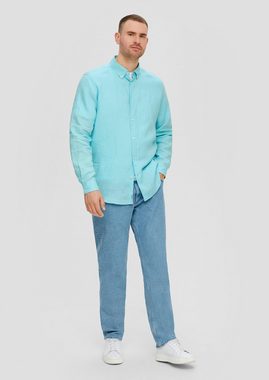 s.Oliver Kurzarmhemd Leinenhemd mit Button-Down-Kragen Garment Dye