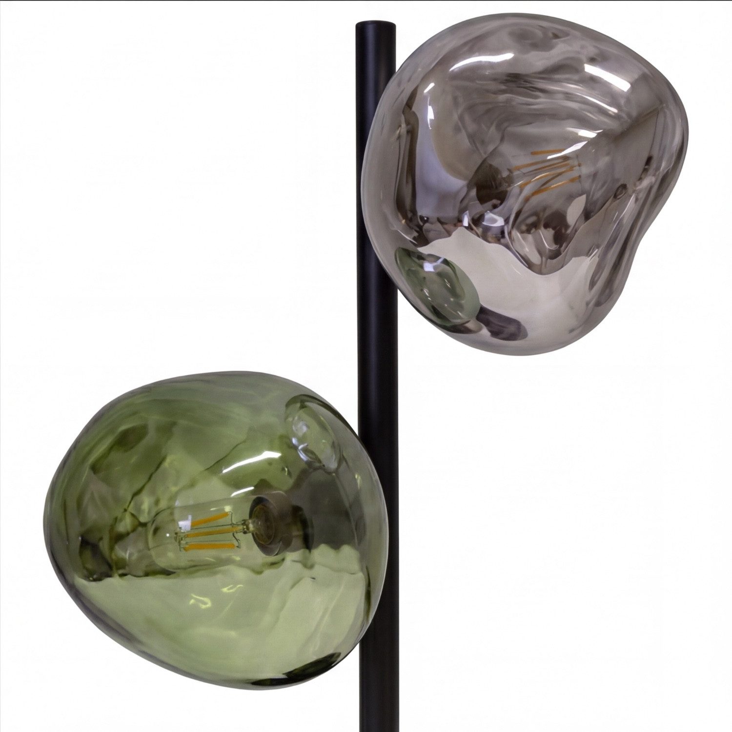 Licht-Erlebnisse Tischleuchte CLONLINA, ohne Leuchtmittel, Glas Weiß Grün Metall E14 40 cm Lava-Glas verspiegelt Schlafzimmer