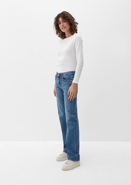 s.Oliver 5-Pocket-Jeans Jeans Karolin / Regular Fit / Mid Rise / Straight Leg Waschung, Leder-Patch