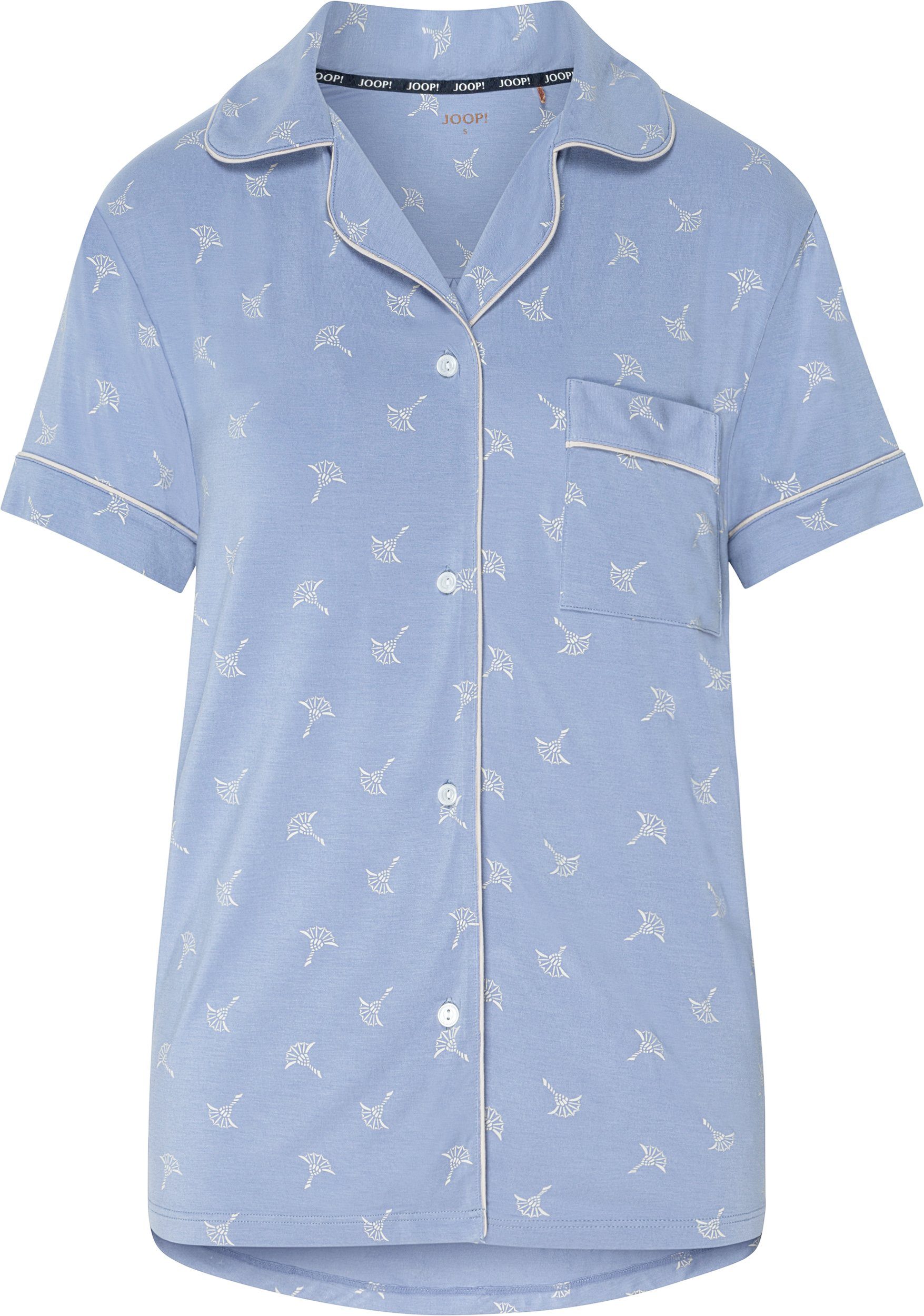 JOOP! Bodywear Pyjamaoberteil JOOP! Sheer Luxury Shirt bel air blue/sand