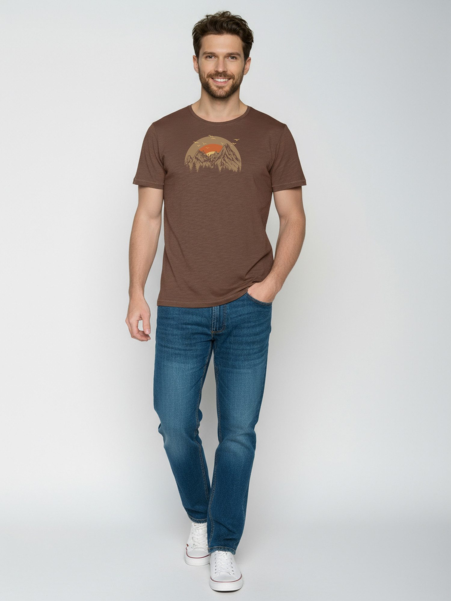 GreenBomb T-Shirt Spice Peak Circle (1-tlg., 1) Rundhalsausschnitt, Bio-Baumwolle, GOTS Zertifiziert