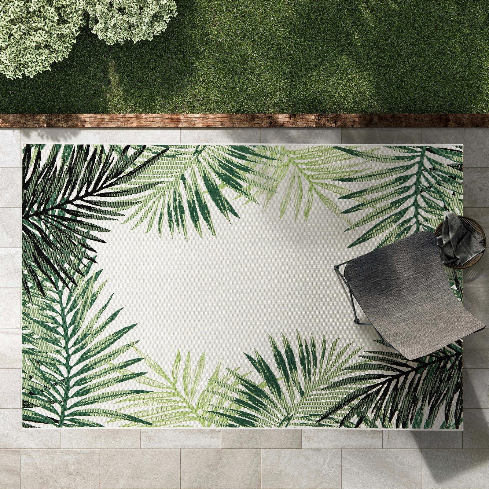 Terrasse mm, 7 Cycas, Wohnteppich, Rechteckig, in Größen, Outdoorteppich Palm Karat, 4 pflegeleicht, Höhe: Erhältlich