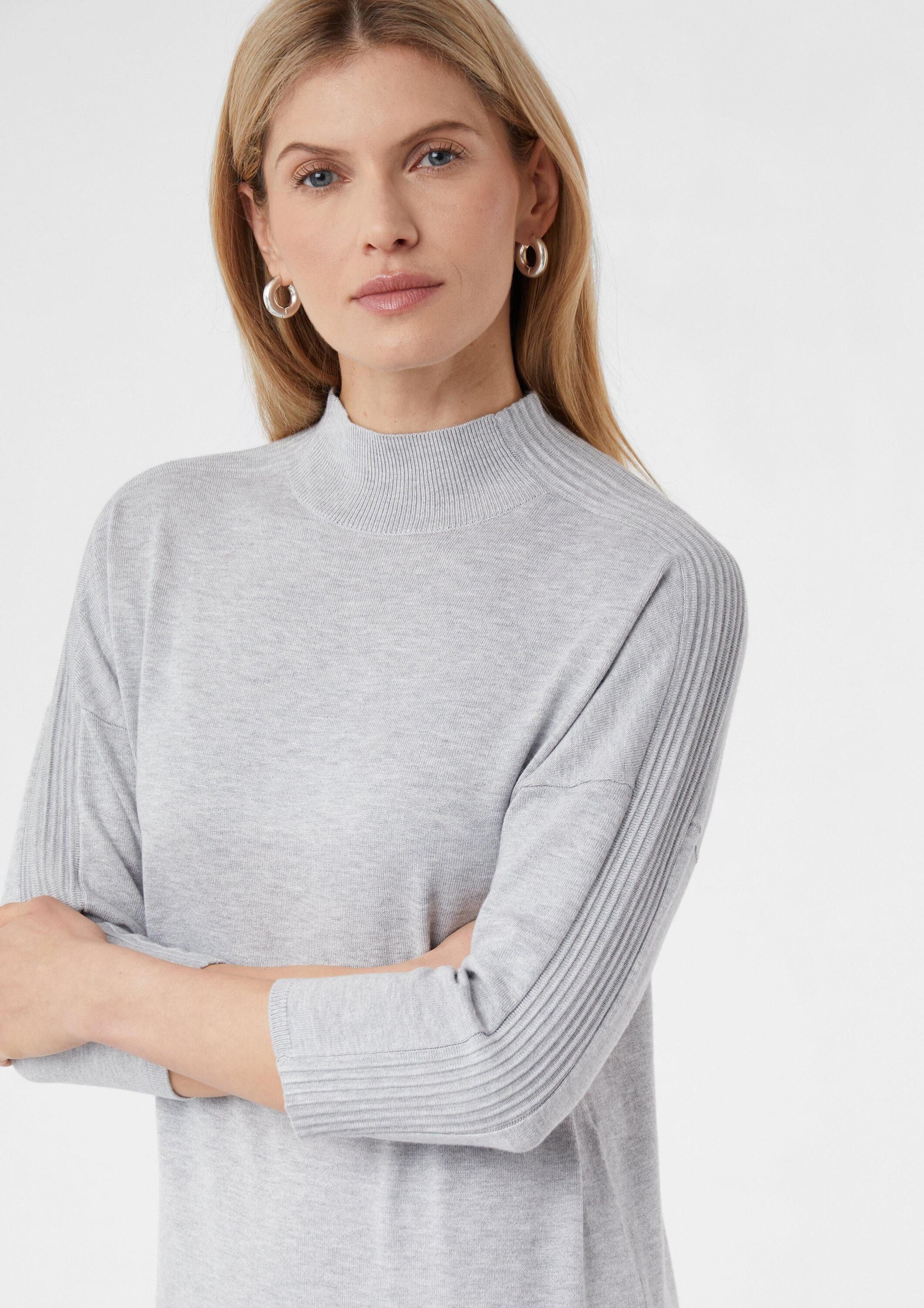 comma Midikleid Kleid Kurzes Strickkleid aus Viskosemix mit überschnittenen Schultern