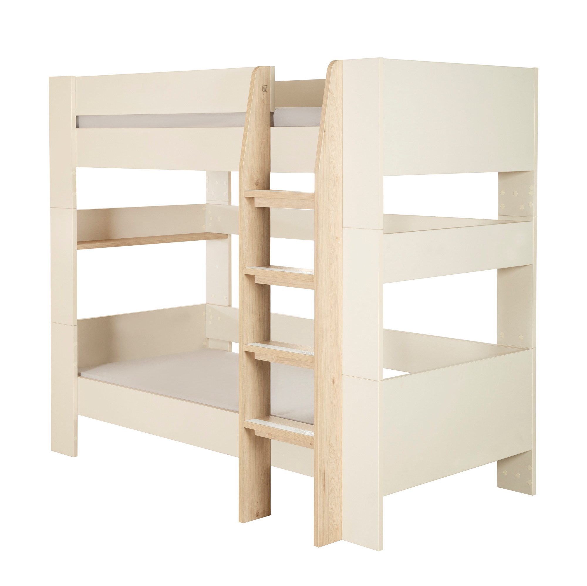roba® Hochbett Flexi Grow 90 x 200 cm - aus Holz - Scandi Design (Hergestellt in Europa, Blauer Engel zertifiziert, Hochbett für Kinder oder Jugendliche) Etagenbett für zwei Kinder mit Absturzsicherung - Beige / Cashmere