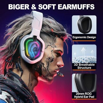 Krysenix Bequeme Steuerung Gaming-Headset (Stereo-Surround-Sound, Multiplattform-Kompatibilität, Profi-Design mit RGB-Licht, ergonomisch, Noise-Cancelling-Mikrofon)