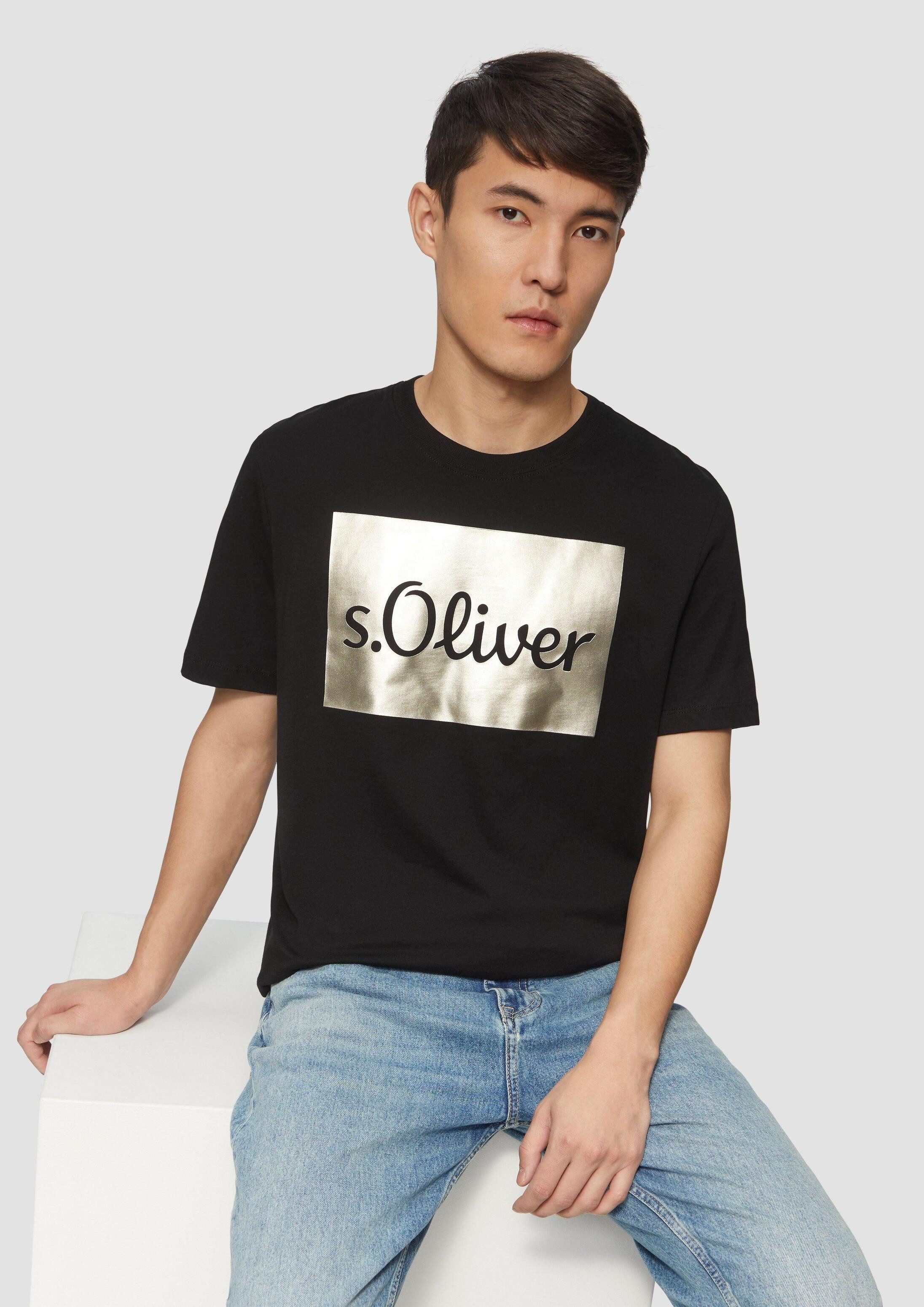 s.Oliver Kurzarmshirt T-Shirt T-Shirt mit Gold- oder Silber-Print