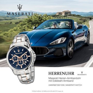 MASERATI Chronograph Maserati Herren Chronograph, (Chronograph), Herrenuhr rund, groß (ca. 52x44mm) Edelstahlarmband, Made-In Italy
