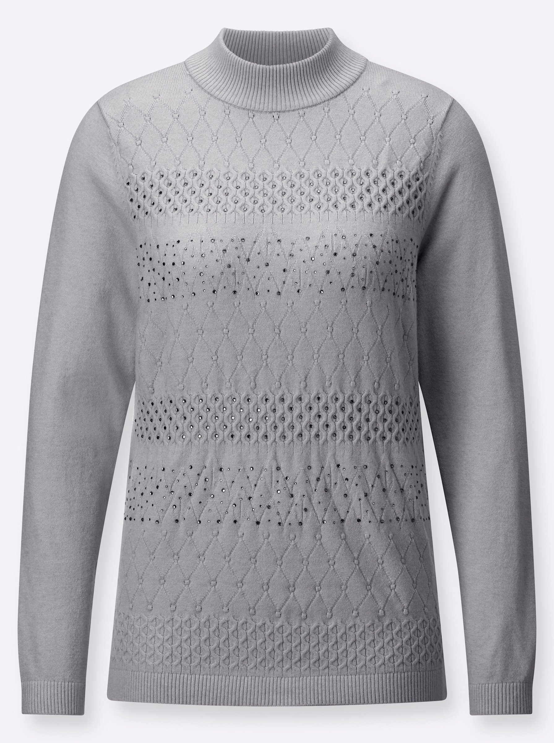 Strickpullover Stehkragen-Pullover Langarm