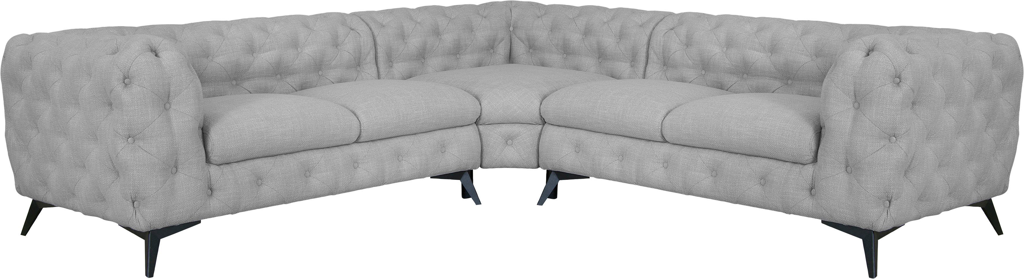 Leonique Chesterfield-Sofa "Ecksofa GLYNIS L-Form mit Wellenunterfederung, günstig online kaufen