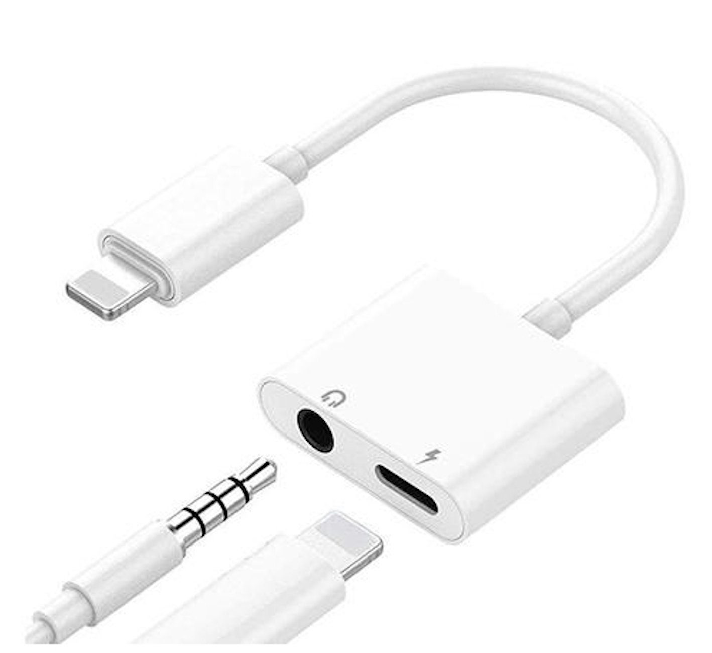 ENGELMANN Lightning auf Kopfhörer und Ladeadapter Adapter, EnM 0524 Audio-Adapter Lightning zu 3,5-mm-Klinke, Lightning