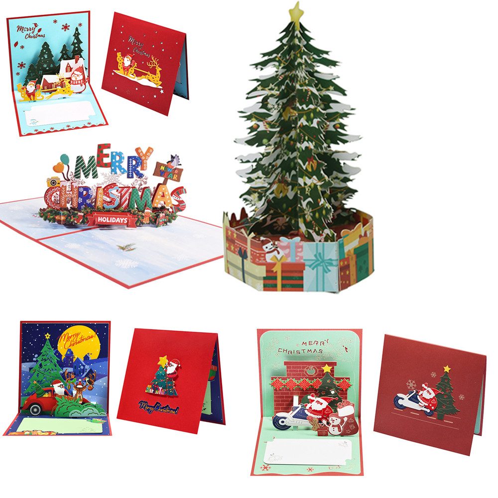 Grußkarten 5 Stück Pop-Up-Karte, 3D-Grußkarte mit festlichem, Weihnachtskarte