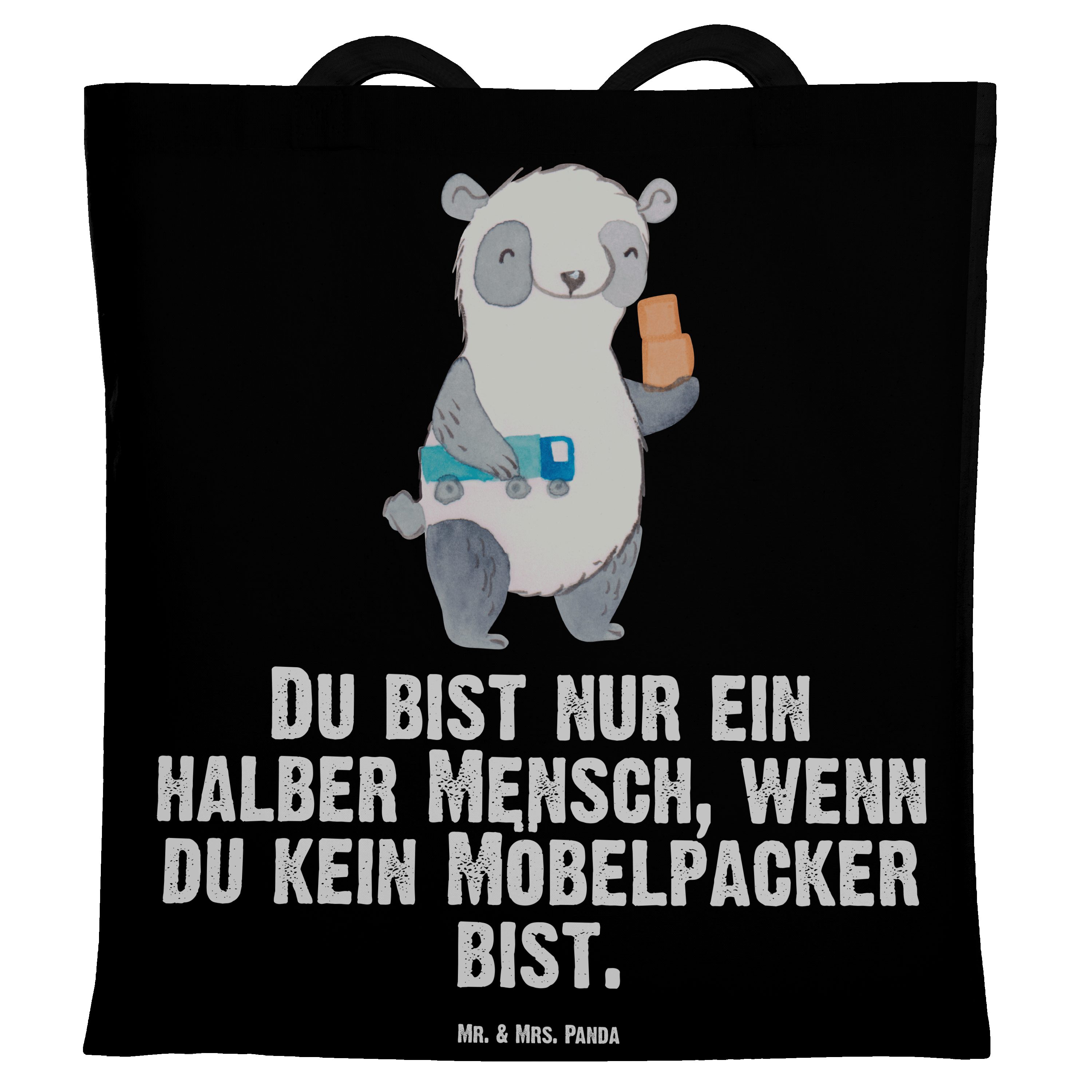 Mr. & Mrs. Panda Tragetasche Möbelpacker mit Herz - Schwarz - Geschenk, Umzugsservice, Umzugshelfe (1-tlg)
