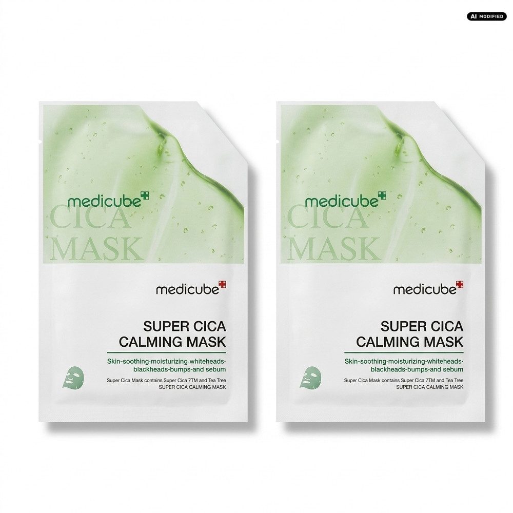 Medicube Gesichtsmaske Medicube Super Cica Calming Mask 2er Set, 1-tlg., Vorteilspack mit 2 beruhigenden Tuchmasken