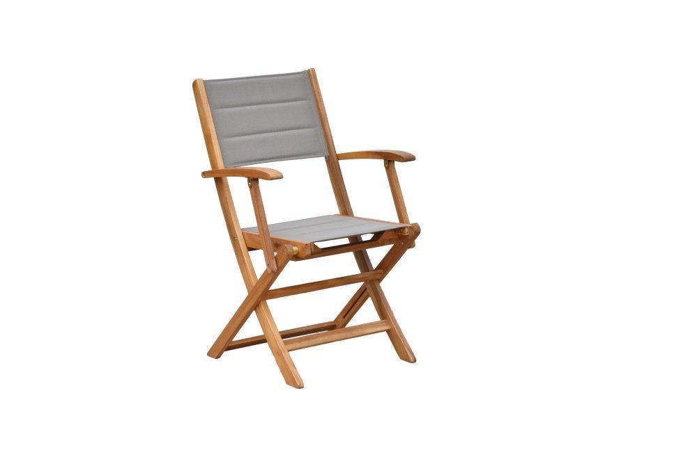 MERXX Garten-Essgruppe Acapulco, (Set 7-teilig, Tisch, 6 Klappsessel, Akazienholz mit Textilbespannung), in Sitz und Rücken gepadded