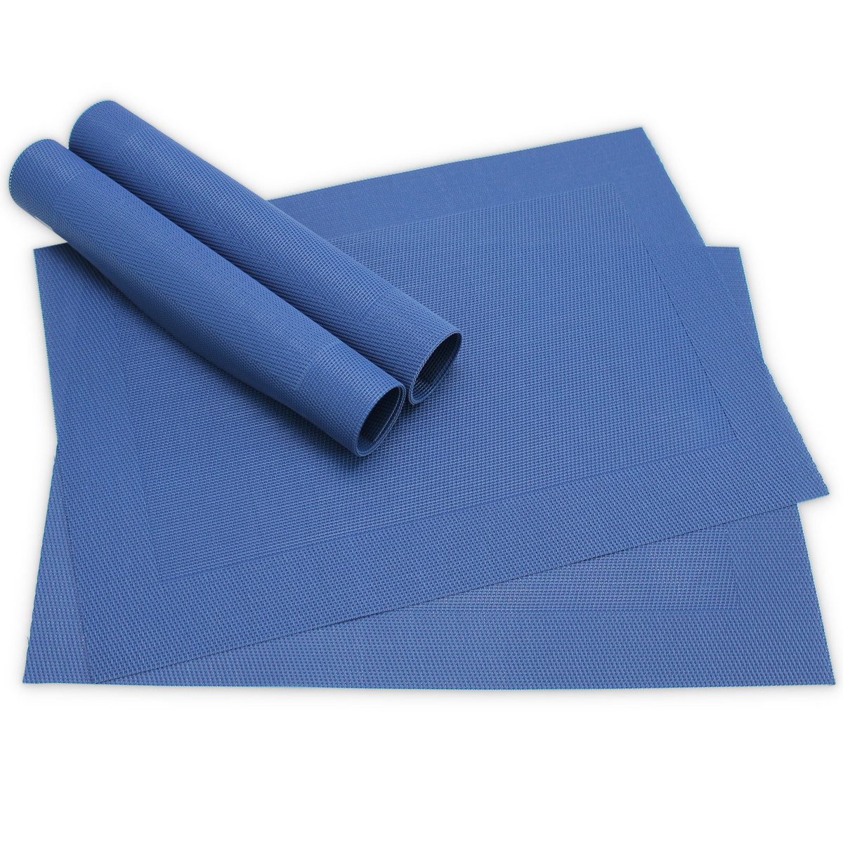 matches21 HOME & HOBBY Platzset Tischsets BORDA 4er Set Blau als Tischuntersetzer, (4-St), Abwaschbare Platzsets als Tischunterlagen für Ess-Tisch Tisch-Deko
