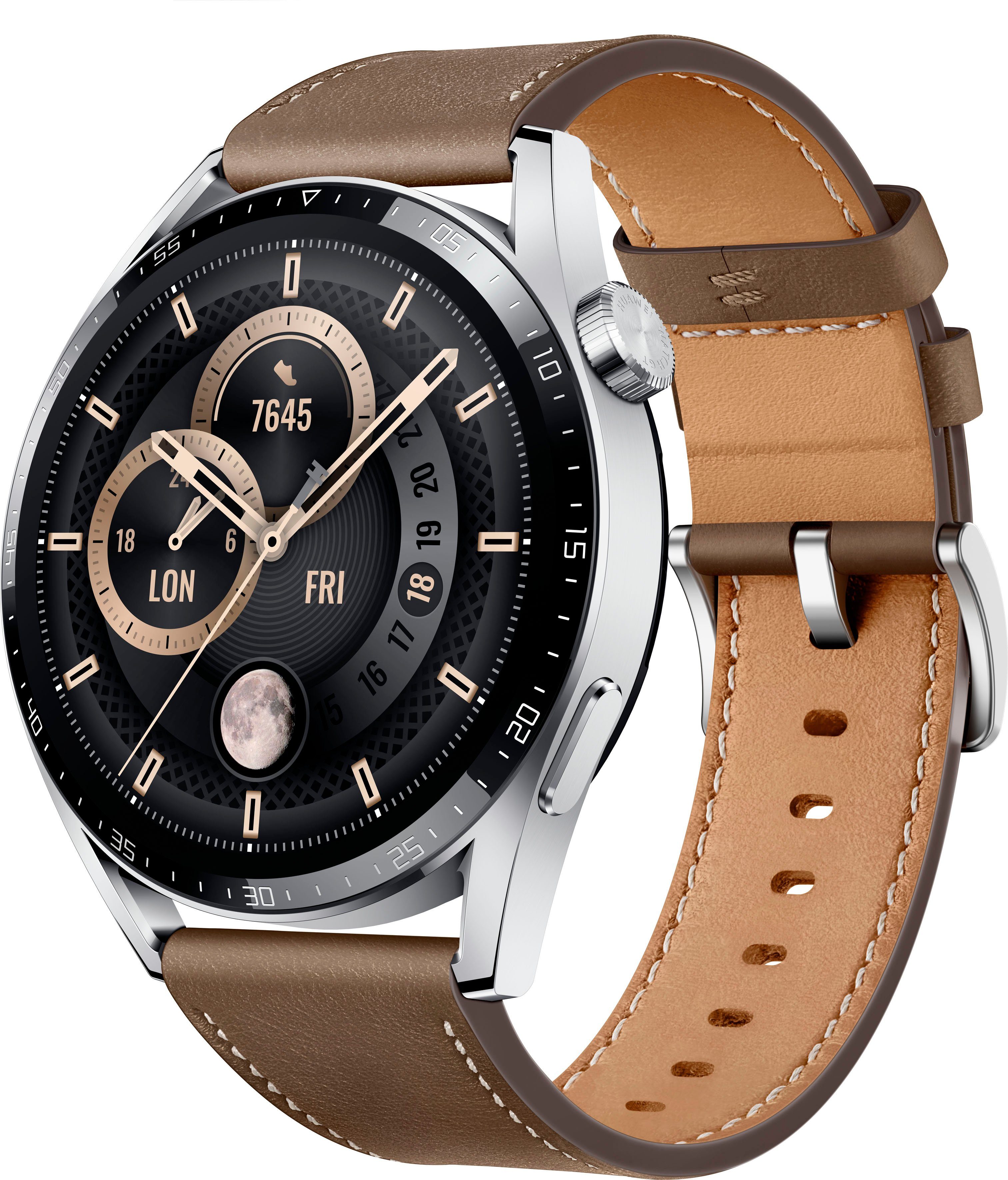 Huawei WATCH GT 3 46 mm Smartwatch (3,63 cm/1,43 Zoll, Huawei Lite OS), 3  Jahre Herstellergarantie, Benachrichtigungen:  Anruf,Email,Facebook,Kalender,SMS,Twitter