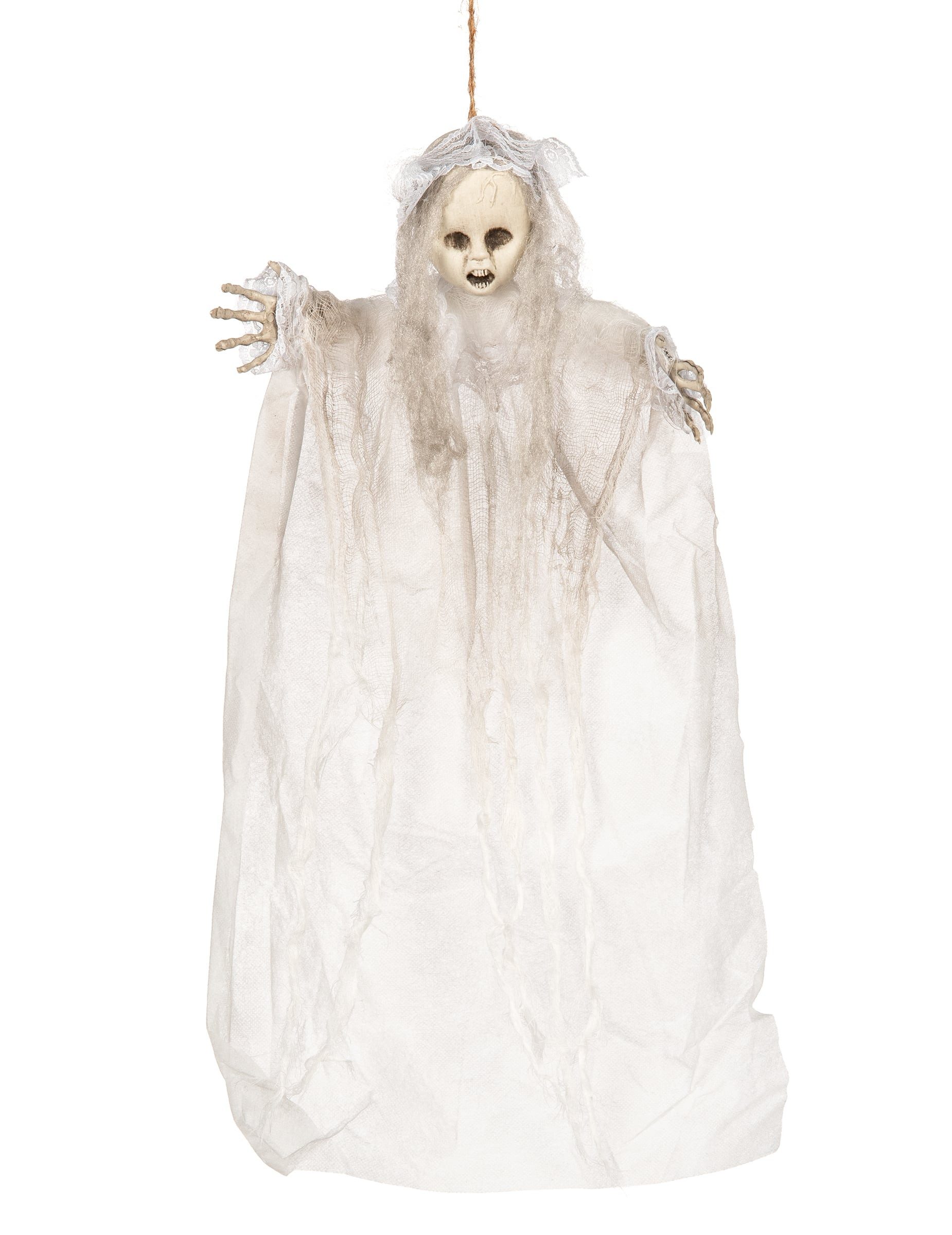 atosa Kostüm Puppen-Hängedeko Halloween-Dekoration weiss-grau 50cm
