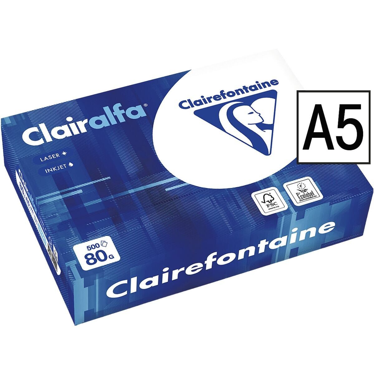 CLAIREFONTAINE Druckerpapier 2800, Format DIN A5, 80 g/m², 172 CIE, 500 Blatt